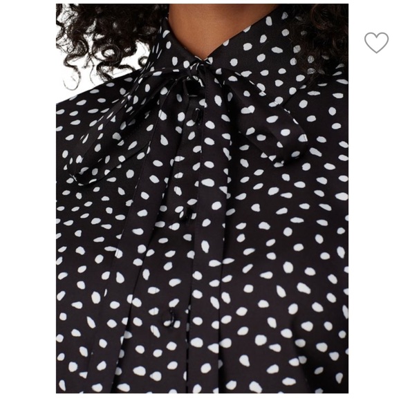 JASON WU Women's Polka Dot Tie Neck Blouse Size 12 in Black - Picture 2 of 6